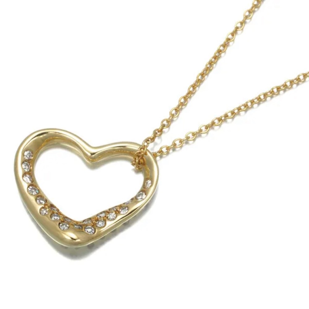 🌿authentic Tiffany 18k gold and Diamond Peretti floating heart necklace